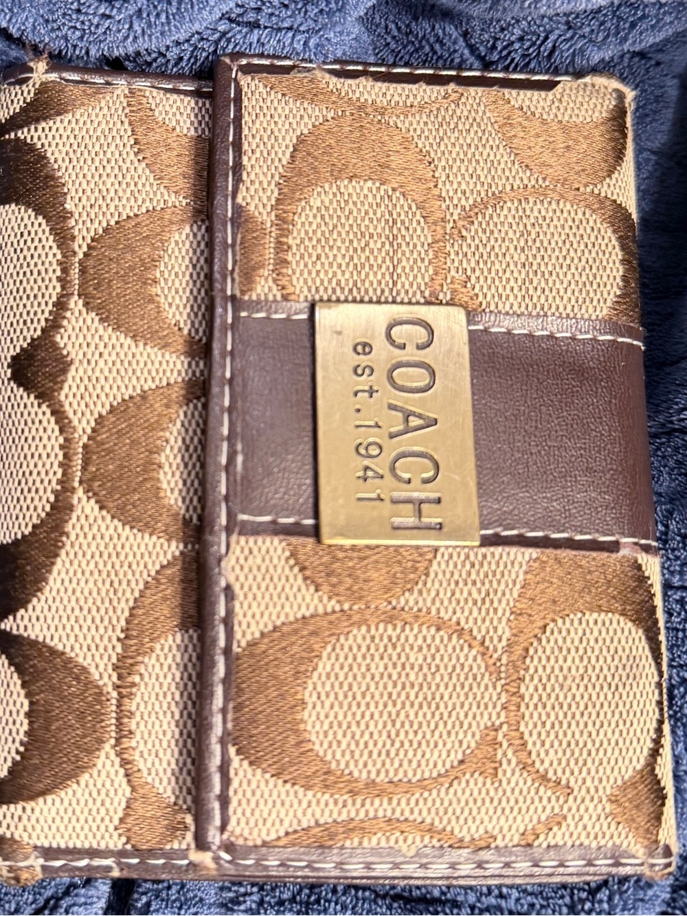 COACH Signature Canvas Bifold Wallet in Brown and Tan